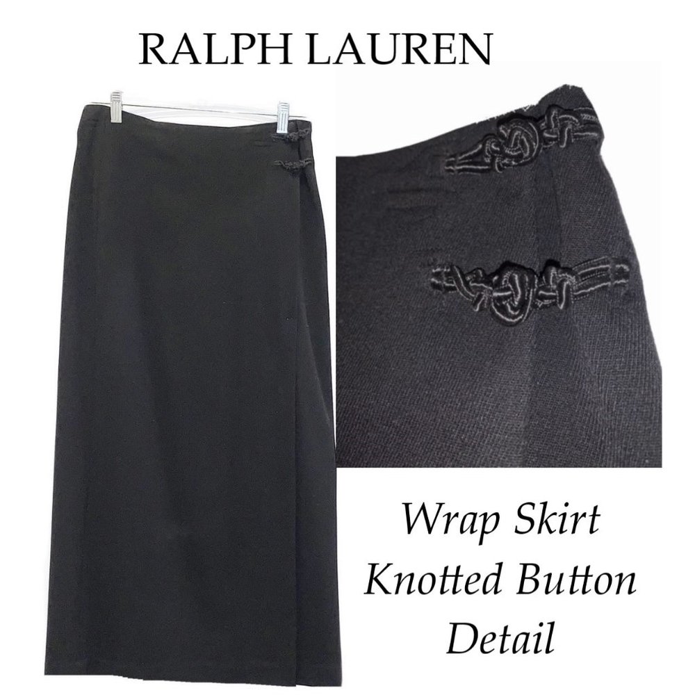 Ralph Lauren Skirt Wrap Style Ankle Length Knotted Button Closure EUC Size 4